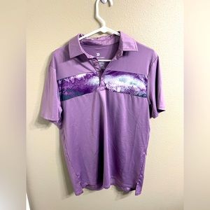 All In Motion Target Mens Medium Striped Purple Polo